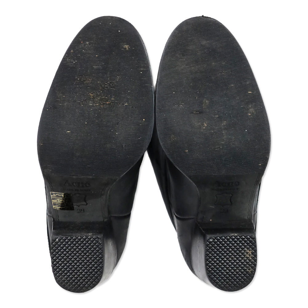 Acne Black Distressed Leather Pistol Knee-High Boots