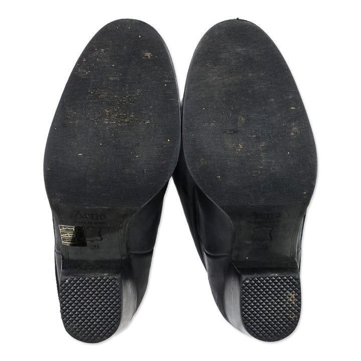 Acne Black Distressed Leather Pistol Knee-High Boots