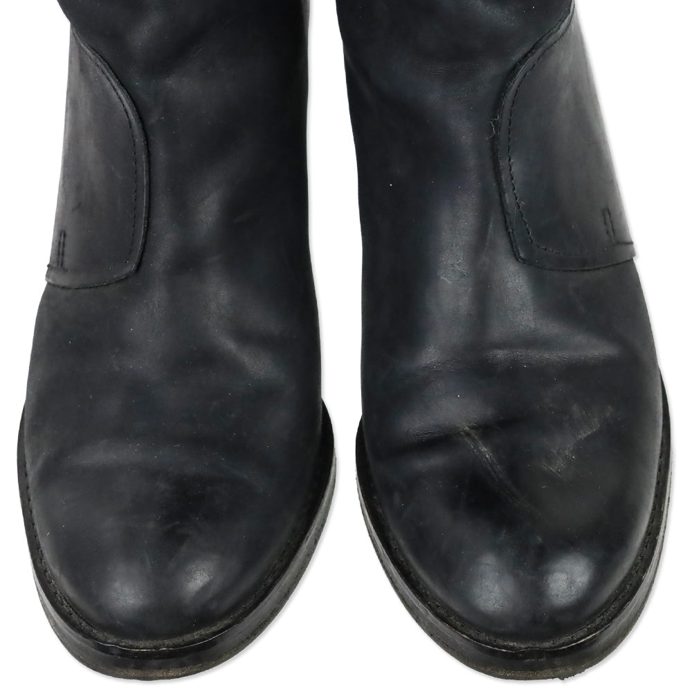 Acne Black Distressed Leather Pistol Knee-High Boots