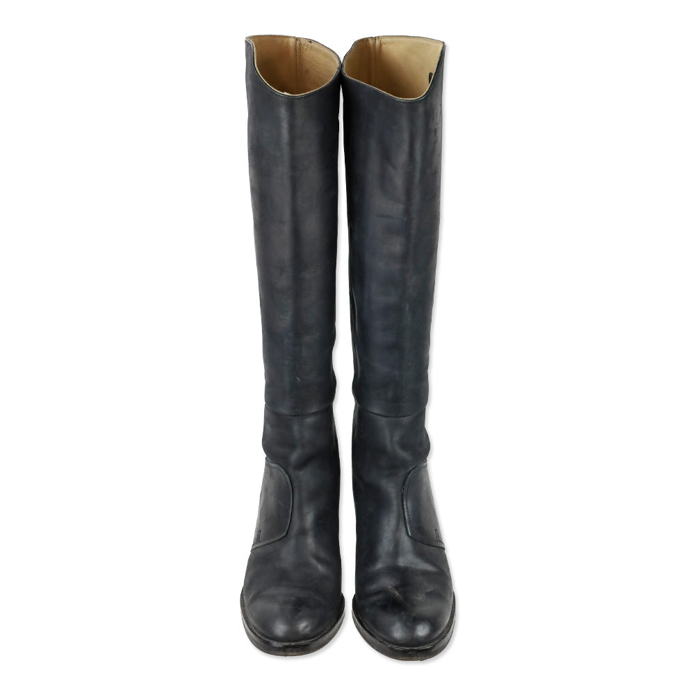 Acne Black Distressed Leather Pistol Knee-High Boots
