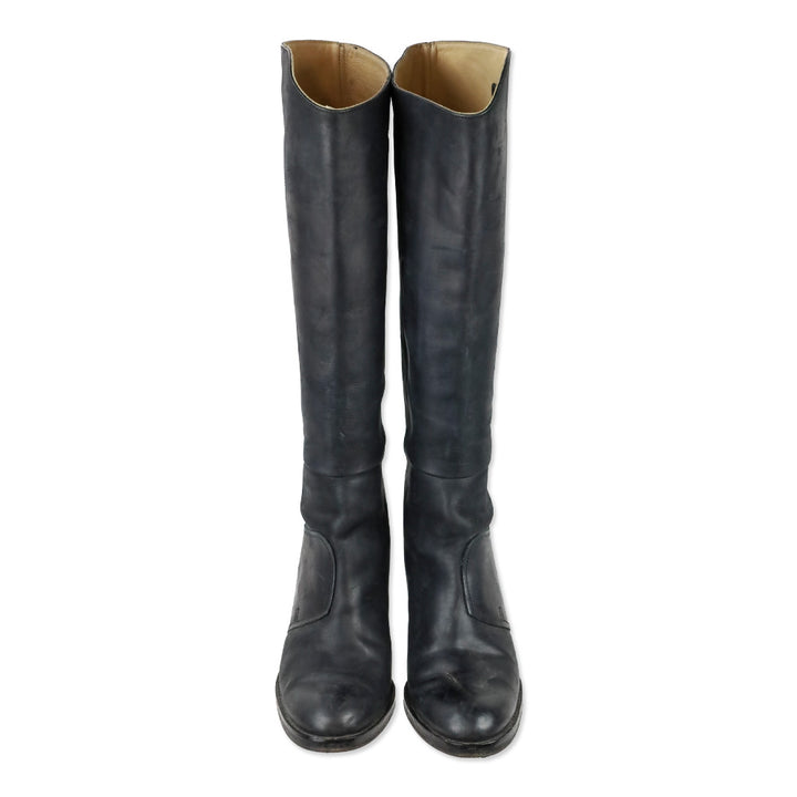 Acne Black Distressed Leather Pistol Knee-High Boots