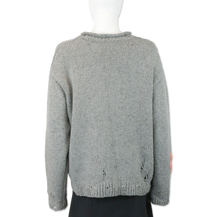 Acne Studios Grey Multi Floral Wool-Blend Knit Sweater