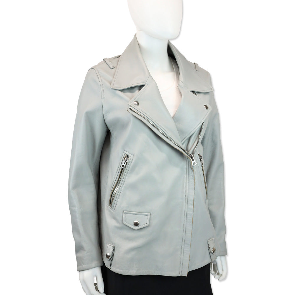 Acne Studios Pale Lavender Leather Biker Jacket