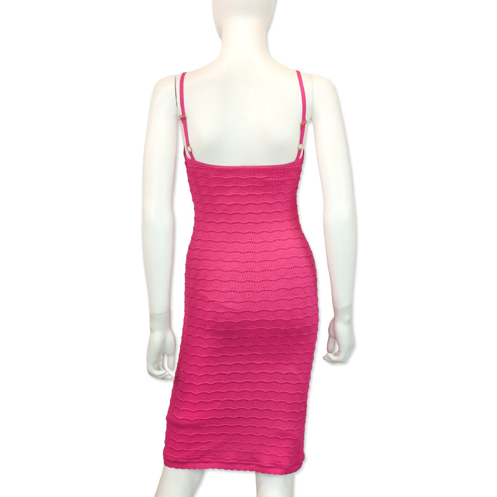Adam Lippies Fuchsia Pink Pointelle-Knit Midi Dress