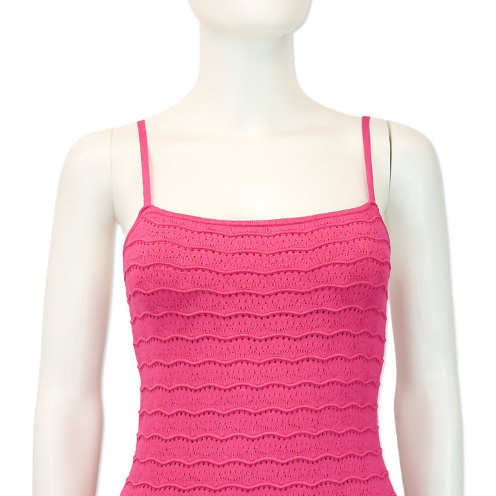 Adam Lippies Fuchsia Pink Pointelle-Knit Midi Dress