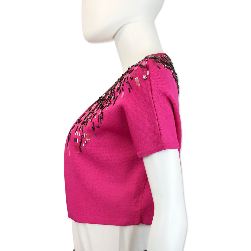 Adrienne Vittadini Pink Torch Glam Rocks Cropped Cardigan