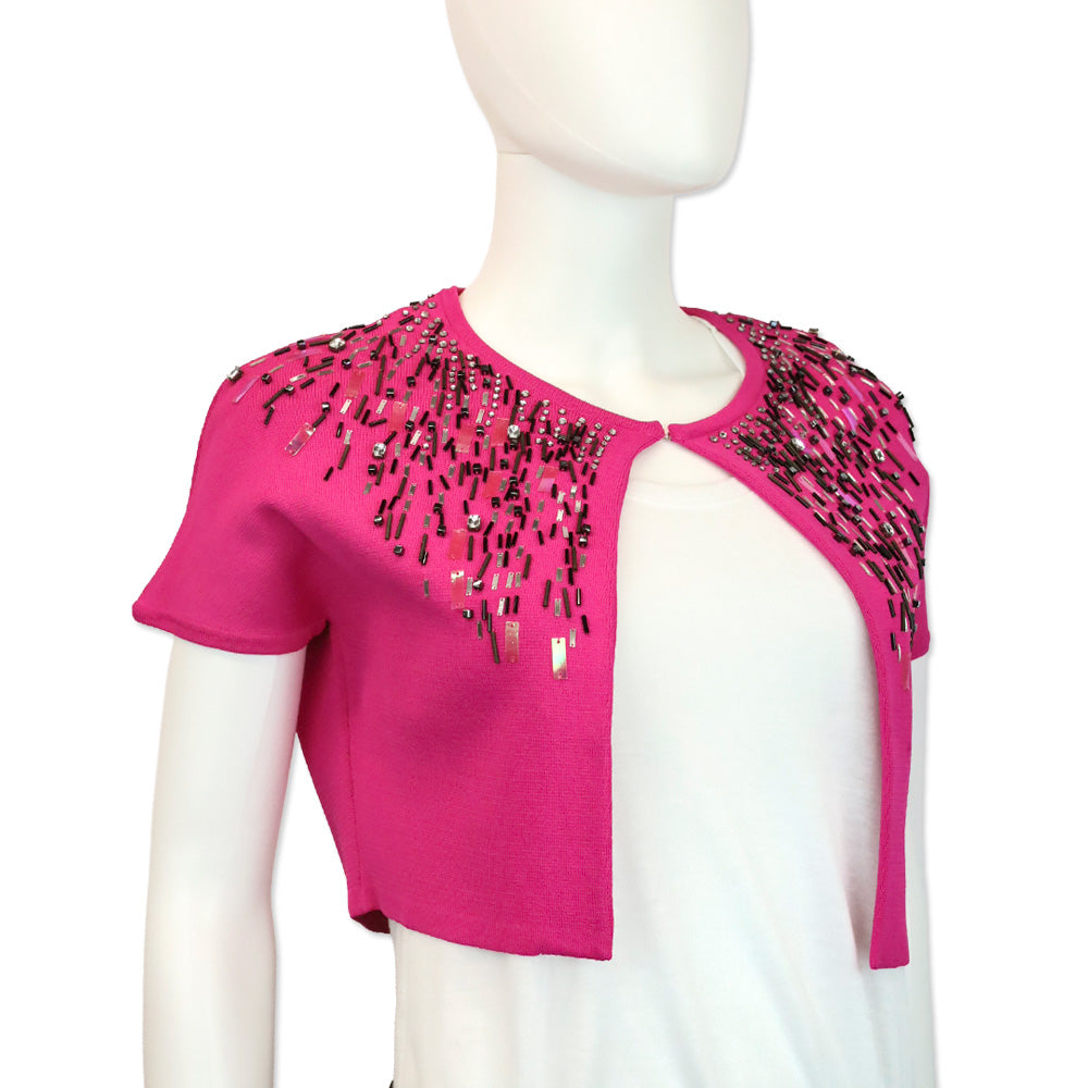 Adrienne Vittadini Pink Torch Glam Rocks Cropped Cardigan