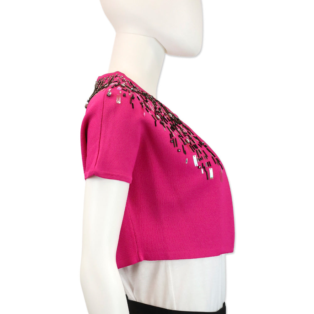 Adrienne Vittadini Pink Torch Glam Rocks Cropped Cardigan