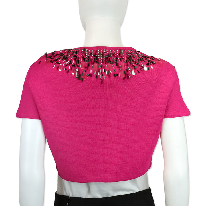 Adrienne Vittadini Pink Torch Glam Rocks Cropped Cardigan