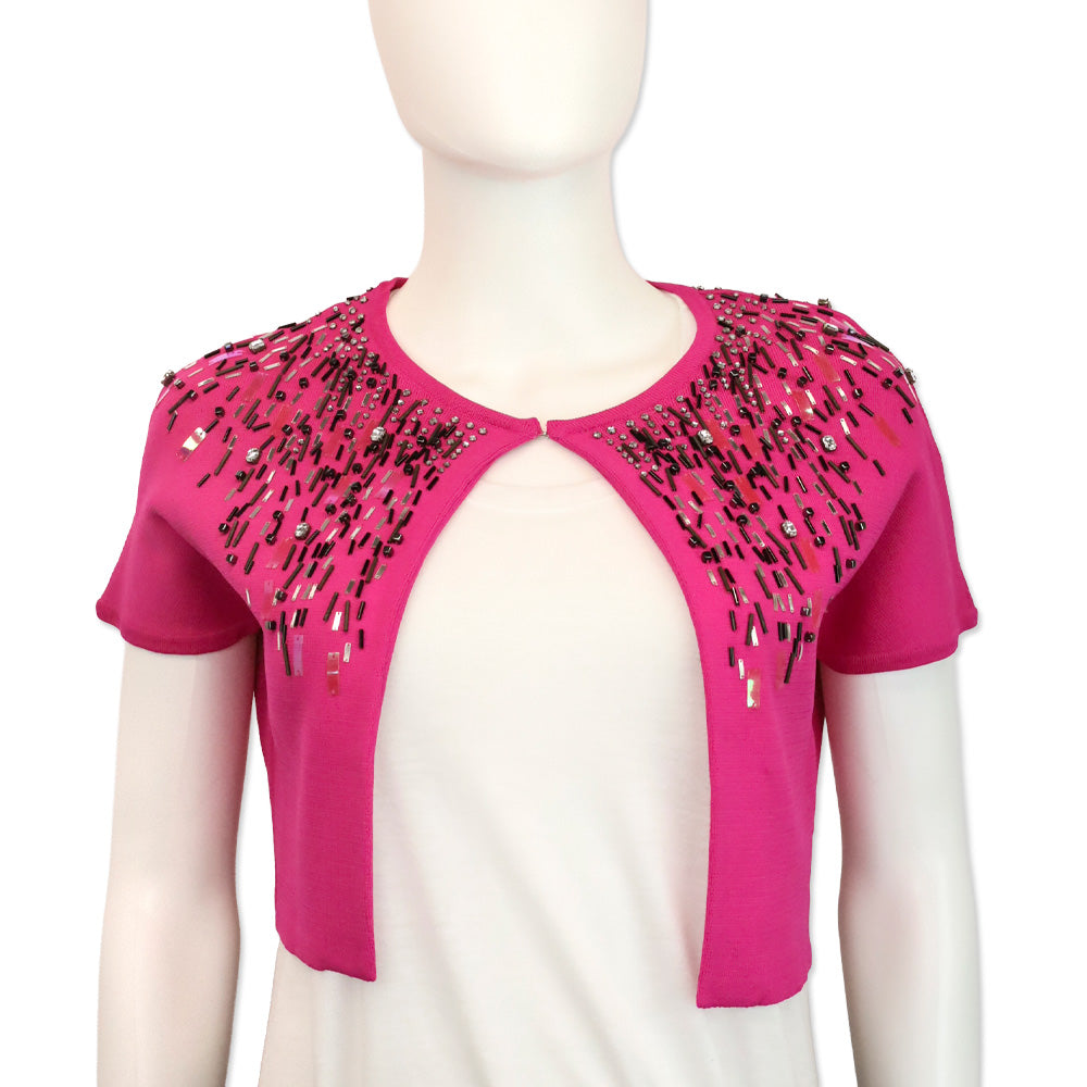 Adrienne Vittadini Pink Torch Glam Rocks Cropped Cardigan
