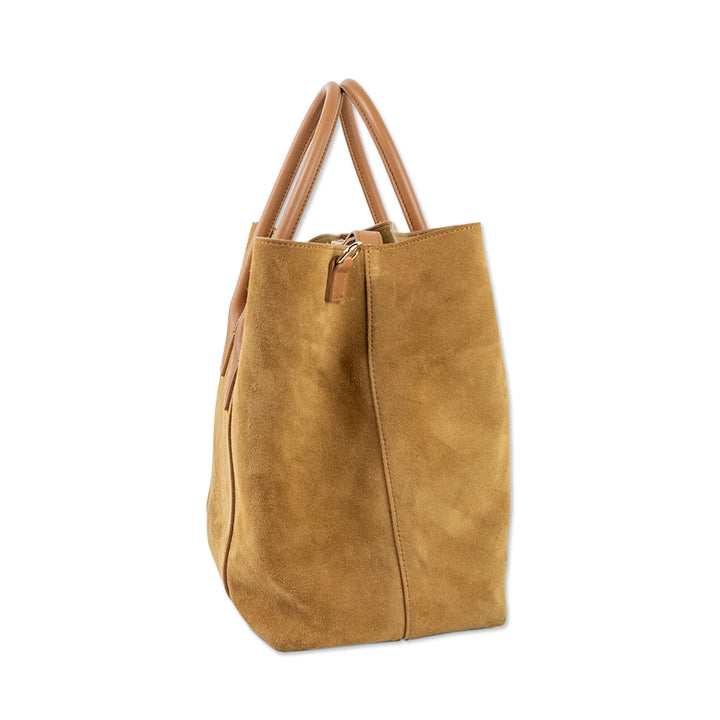 Aerin Tan Suede Mini Weekender Tote