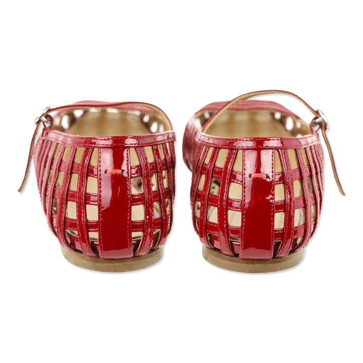 Aeyde Uma Caged Red Patent Leather Mary Jane Flats