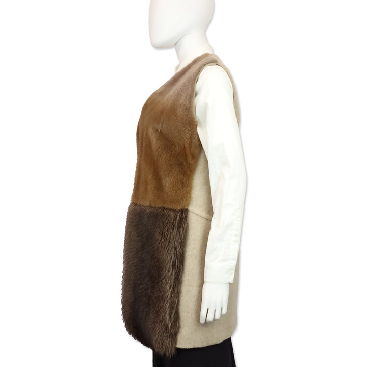 Agnona Brown Mink/Marmot Fur Cashmere Vest