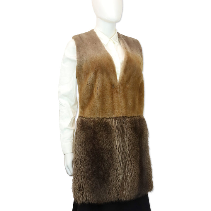 Agnona Brown Mink/Marmot Fur Cashmere Vest