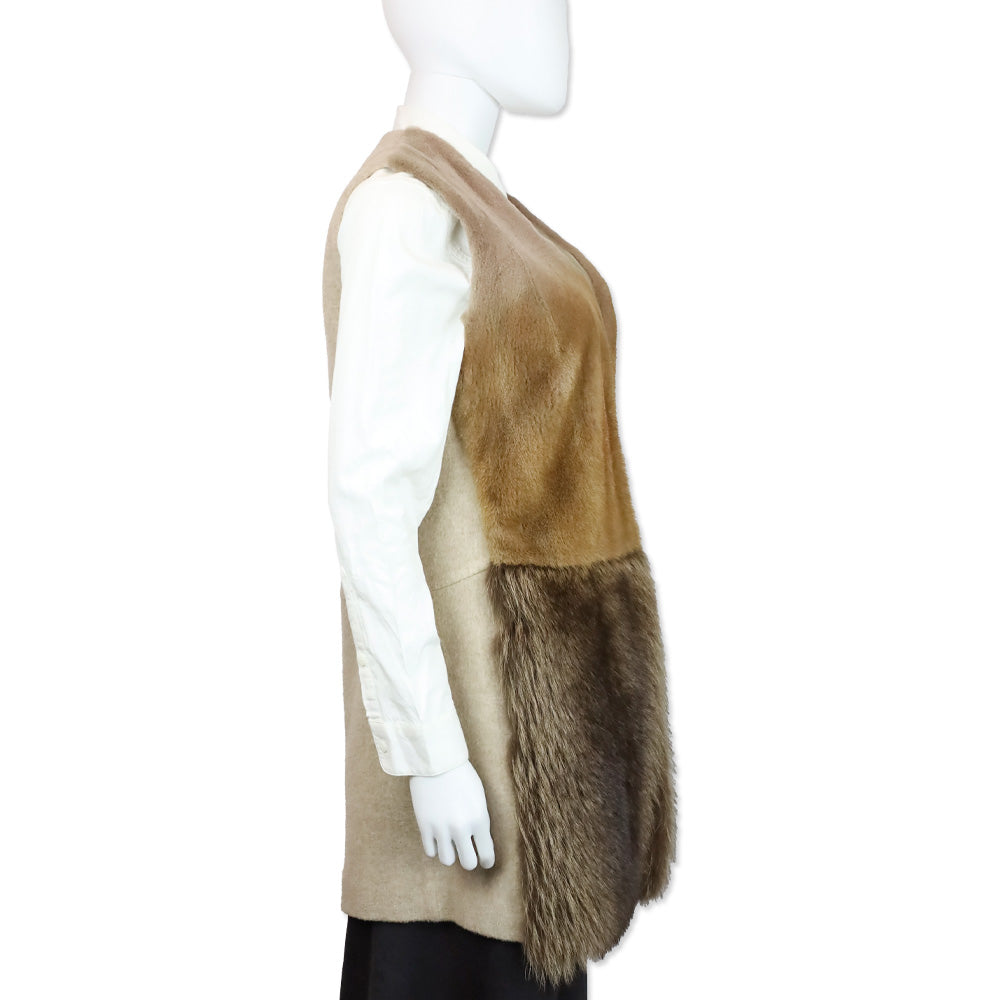 Agnona Brown Mink/Marmot Fur Cashmere Vest