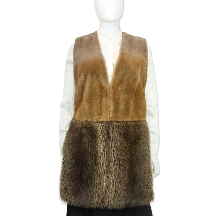 Agnona Brown Mink/Marmot Fur Cashmere Vest