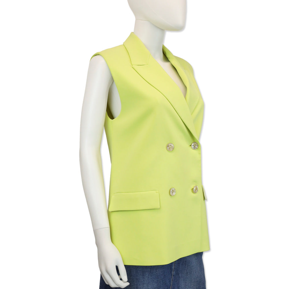 Agnona Neon Yellow Double Breasted Sleeveless Blazer