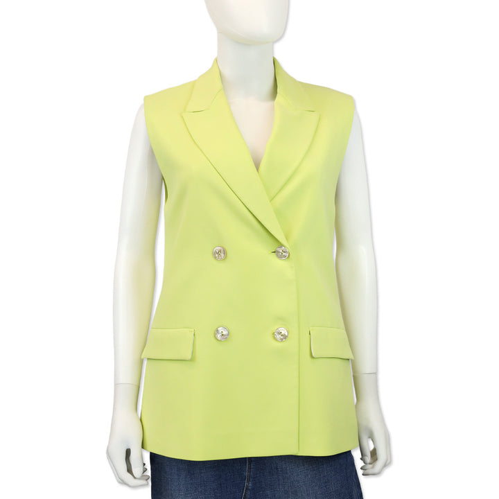 Agnona Neon Yellow Double Breasted Sleeveless Blazer