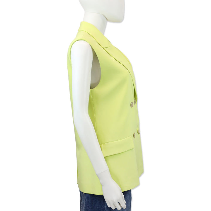 Agnona Neon Yellow Double Breasted Sleeveless Blazer