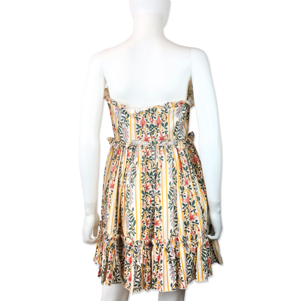 Agua by Agua Bendita Rosa Lluvia Floral Print Cotton Strapless Mini Dress