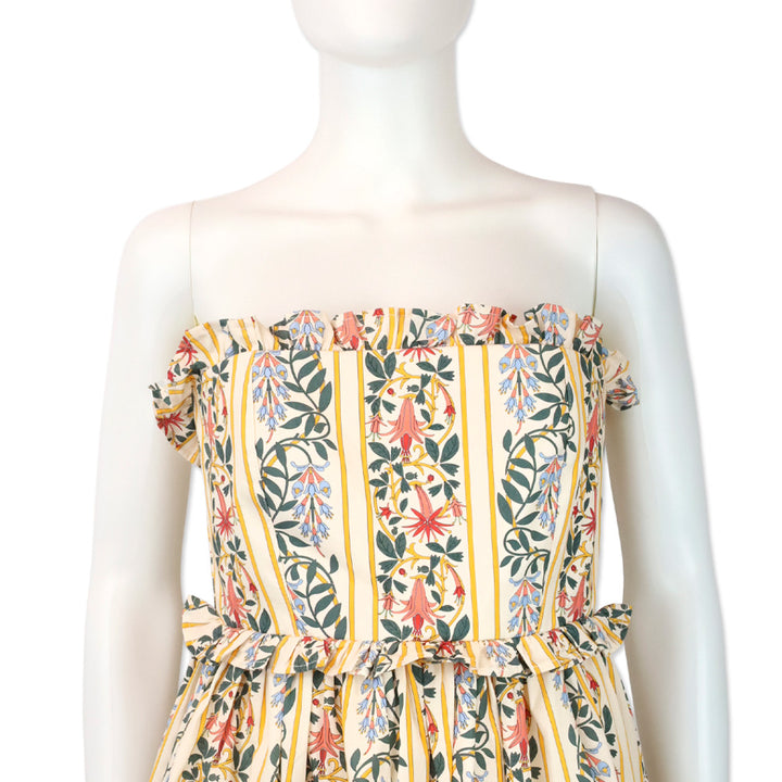 Agua by Agua Bendita Rosa Lluvia Floral Print Cotton Strapless Mini Dress