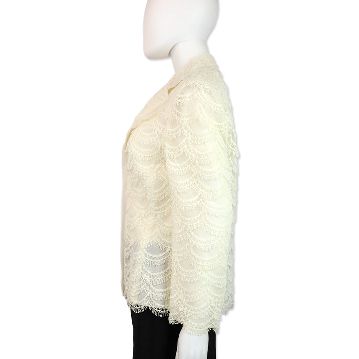 Akris Bergdorf Goodman White Scalloped Lace Blazer