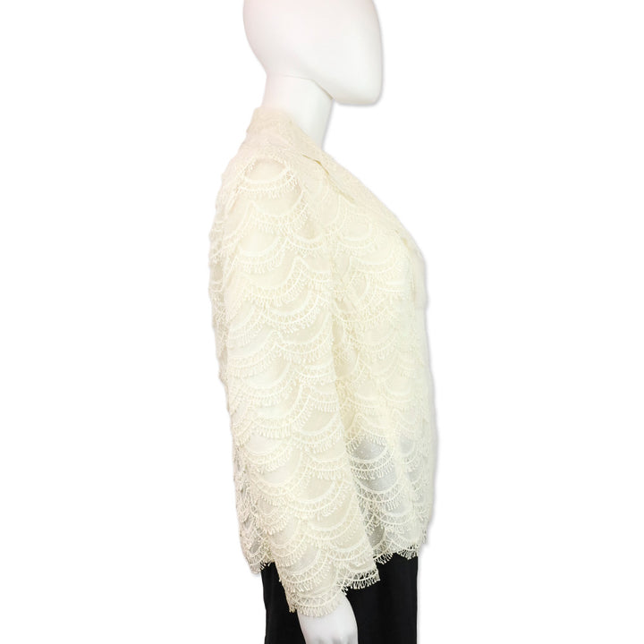 Akris Bergdorf Goodman White Scalloped Lace Blazer