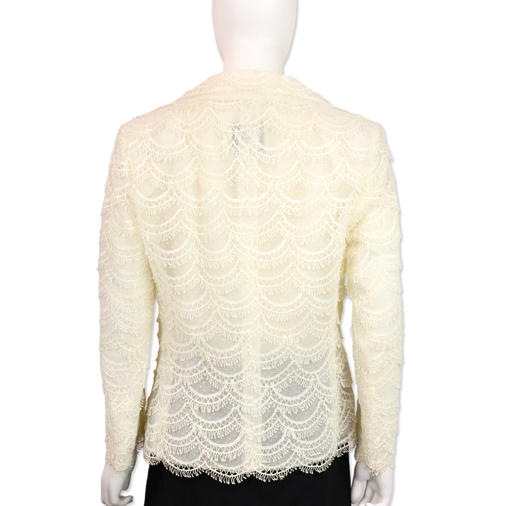 Akris Bergdorf Goodman White Scalloped Lace Blazer