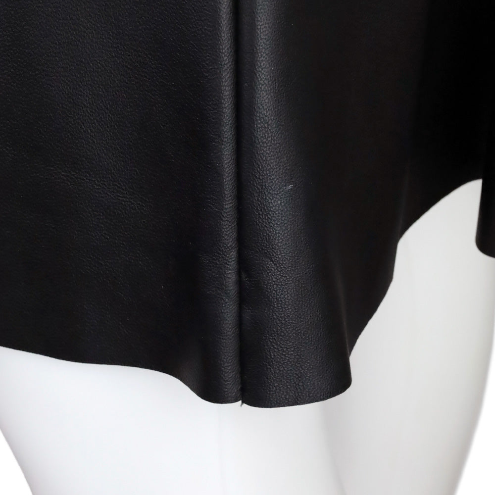 Akris Black Lamb Nappa Leather Ruffle Tier Midi Skirt