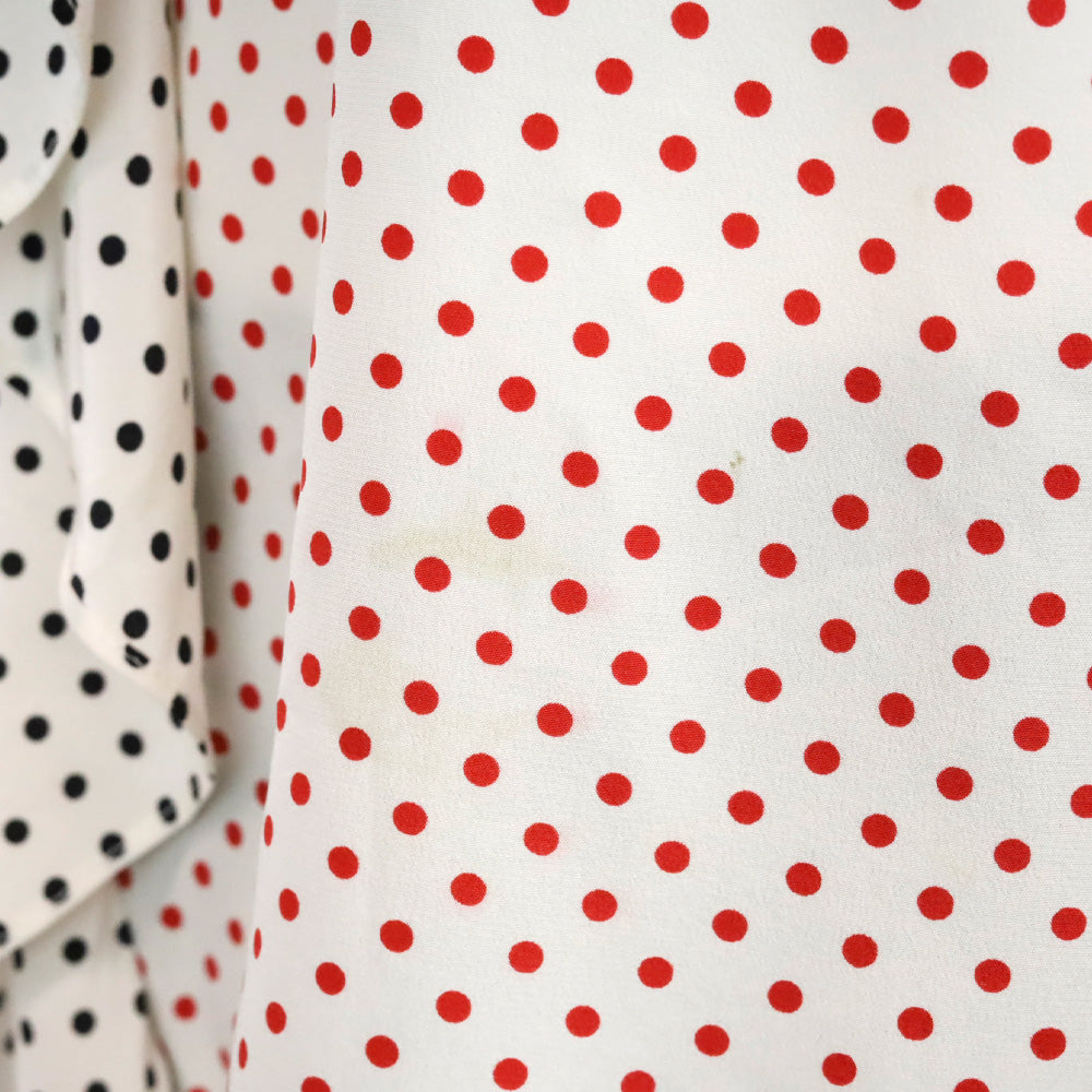 Akris Punto Black & Red Polka‎ Dot Silk Ruffle Blouse
