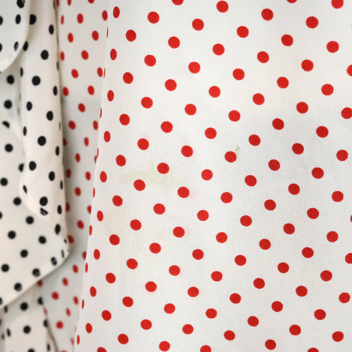 Akris Punto Black & Red Polka‎ Dot Silk Ruffle Blouse