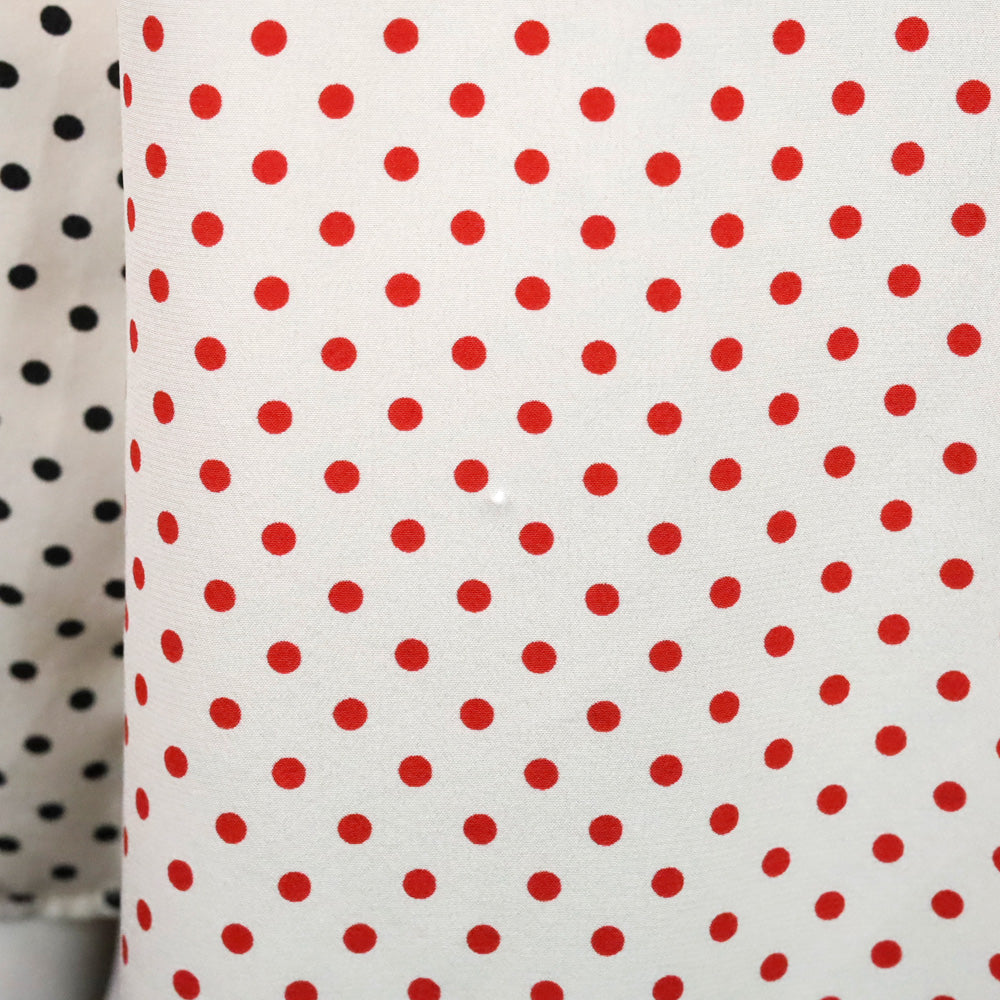 Akris Punto Black & Red Polka‎ Dot Silk Ruffle Blouse