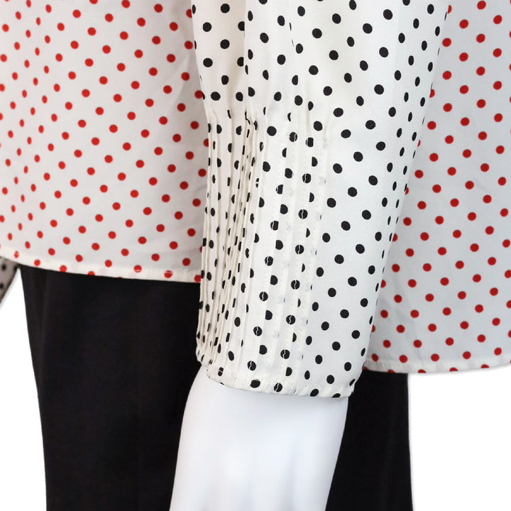 Akris Punto Black & Red Polka‎ Dot Silk Ruffle Blouse