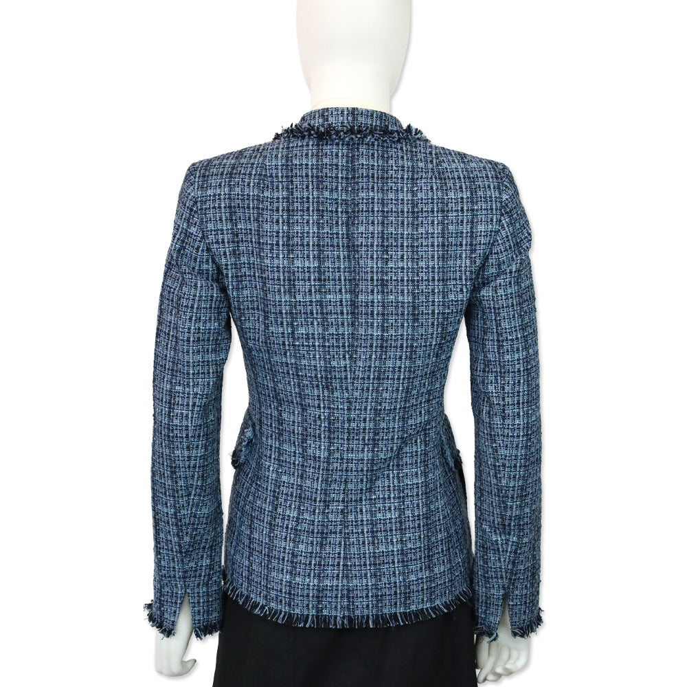 Akris Punto Blue Double-Breasted Tweed Blazer