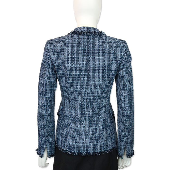 Akris Punto Blue Double-Breasted Tweed Blazer