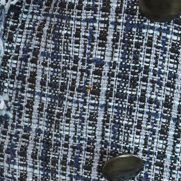 Akris Punto Blue Double-Breasted Tweed Blazer