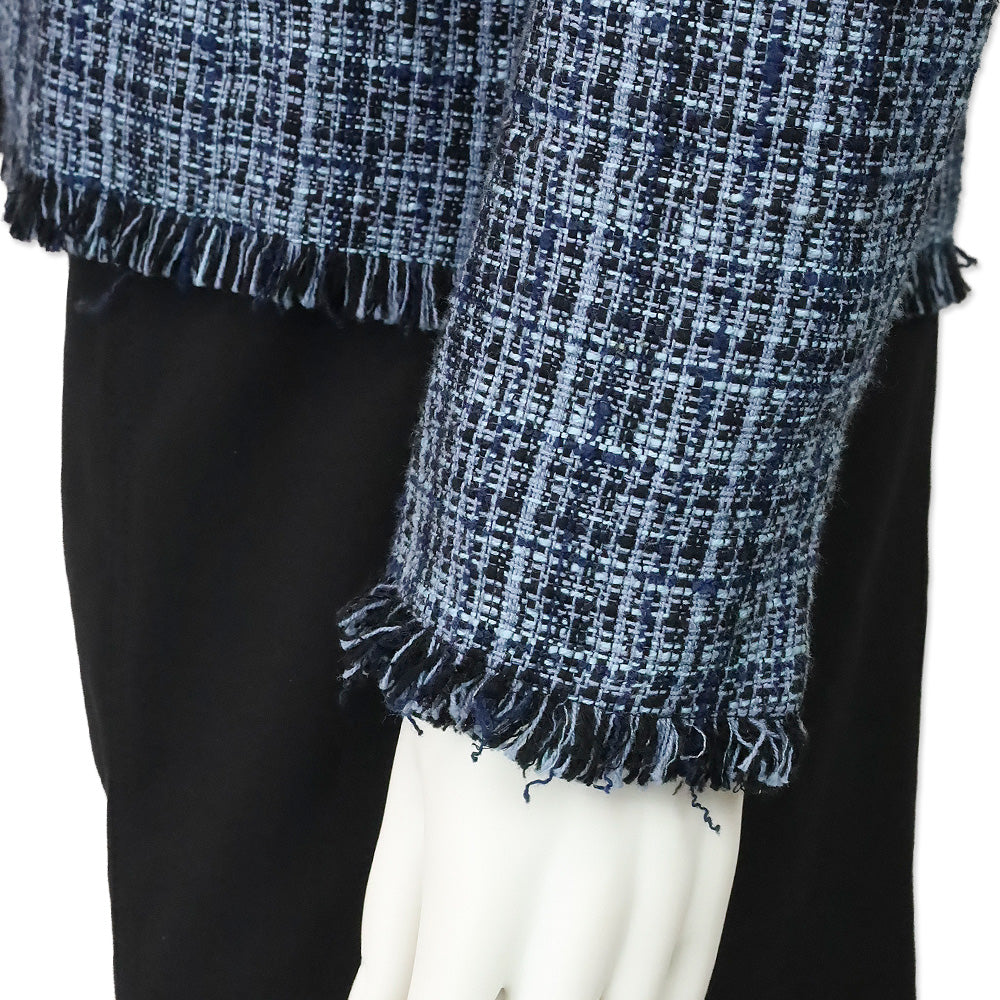 Akris Punto Blue Double-Breasted Tweed Blazer