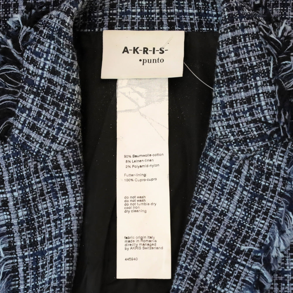 Akris Punto Blue Double-Breasted Tweed Blazer