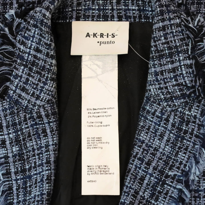 Akris Punto Blue Double-Breasted Tweed Blazer