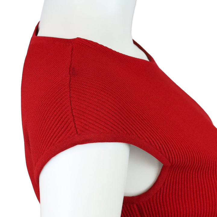 Akris Punto Cranberry Red Ribbed Knit Pullover Sweater