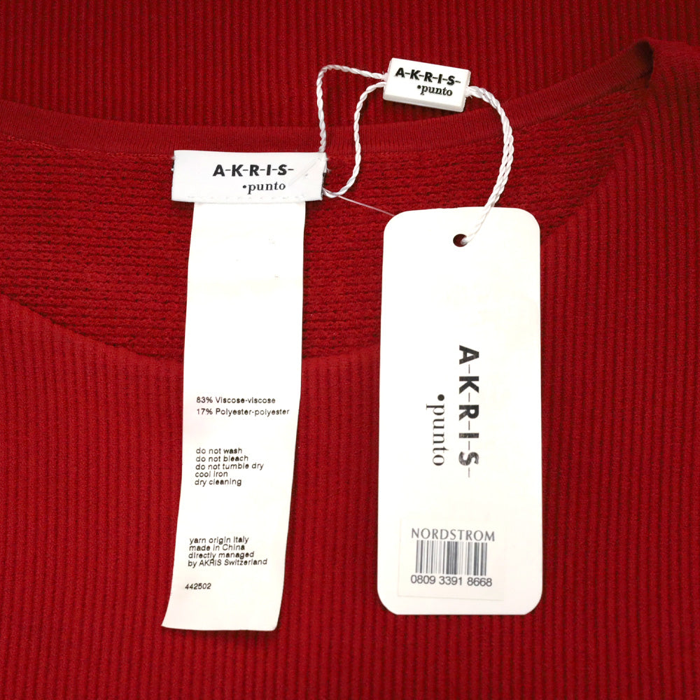 Akris Punto Cranberry Red Ribbed Knit Pullover Sweater