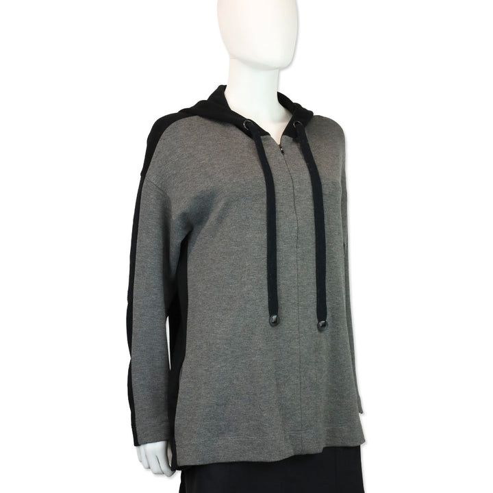 Akris Punto Gray/Black Colorblock Half-Zip Hoodie