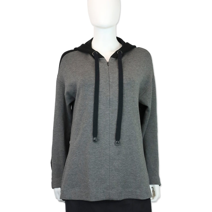 Akris Punto Gray/Black Colorblock Half-Zip Hoodie