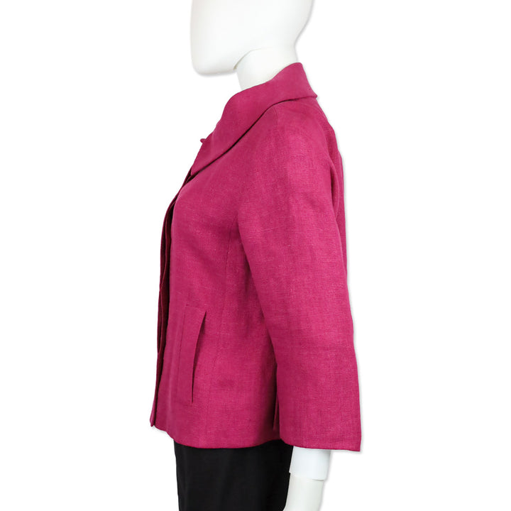 Akris Punto Linen 3/4 Sleeve Magenta Jacket
