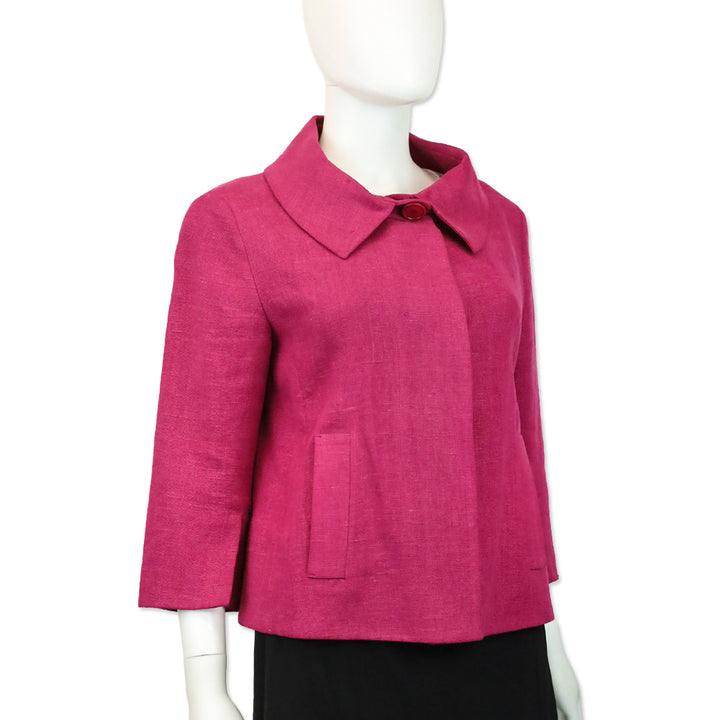 Akris Punto Linen 3/4 Sleeve Magenta Jacket