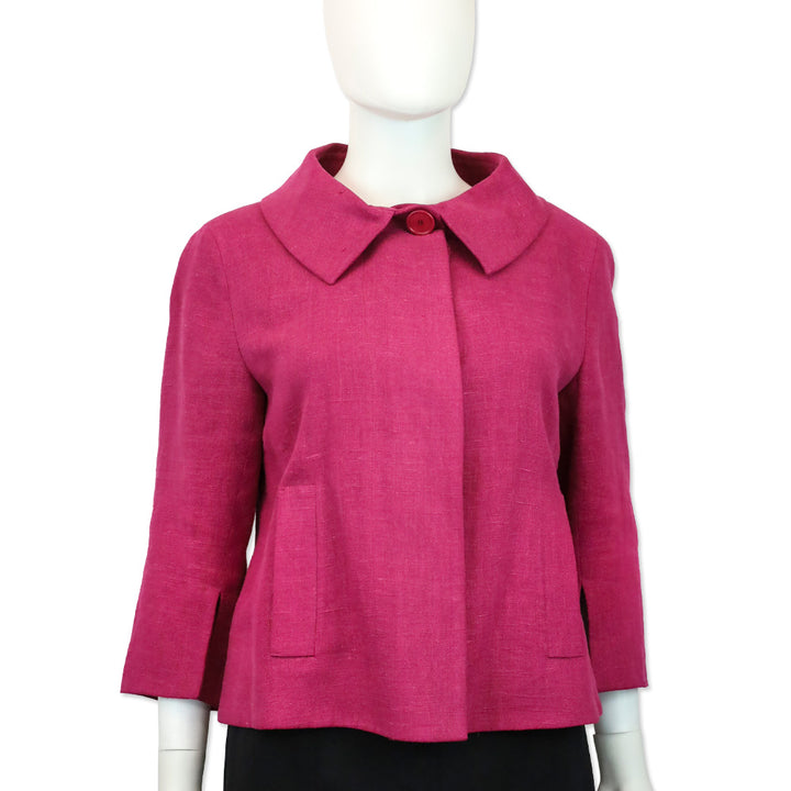 Akris Punto Linen 3/4 Sleeve Magenta Jacket