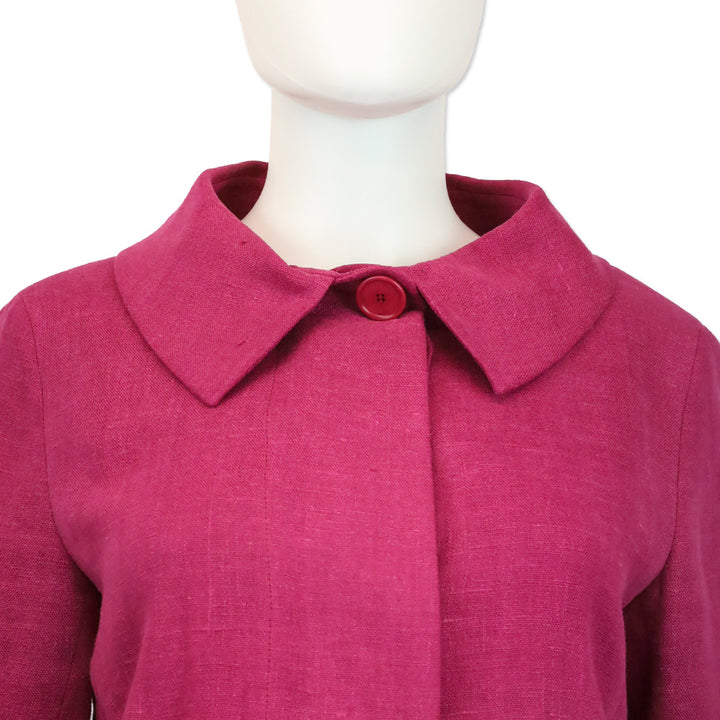 Akris Punto Linen 3/4 Sleeve Magenta Jacket