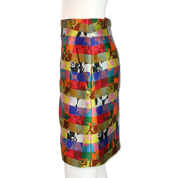 Akris Punto Multicolor Floral Squared All Over Skirt