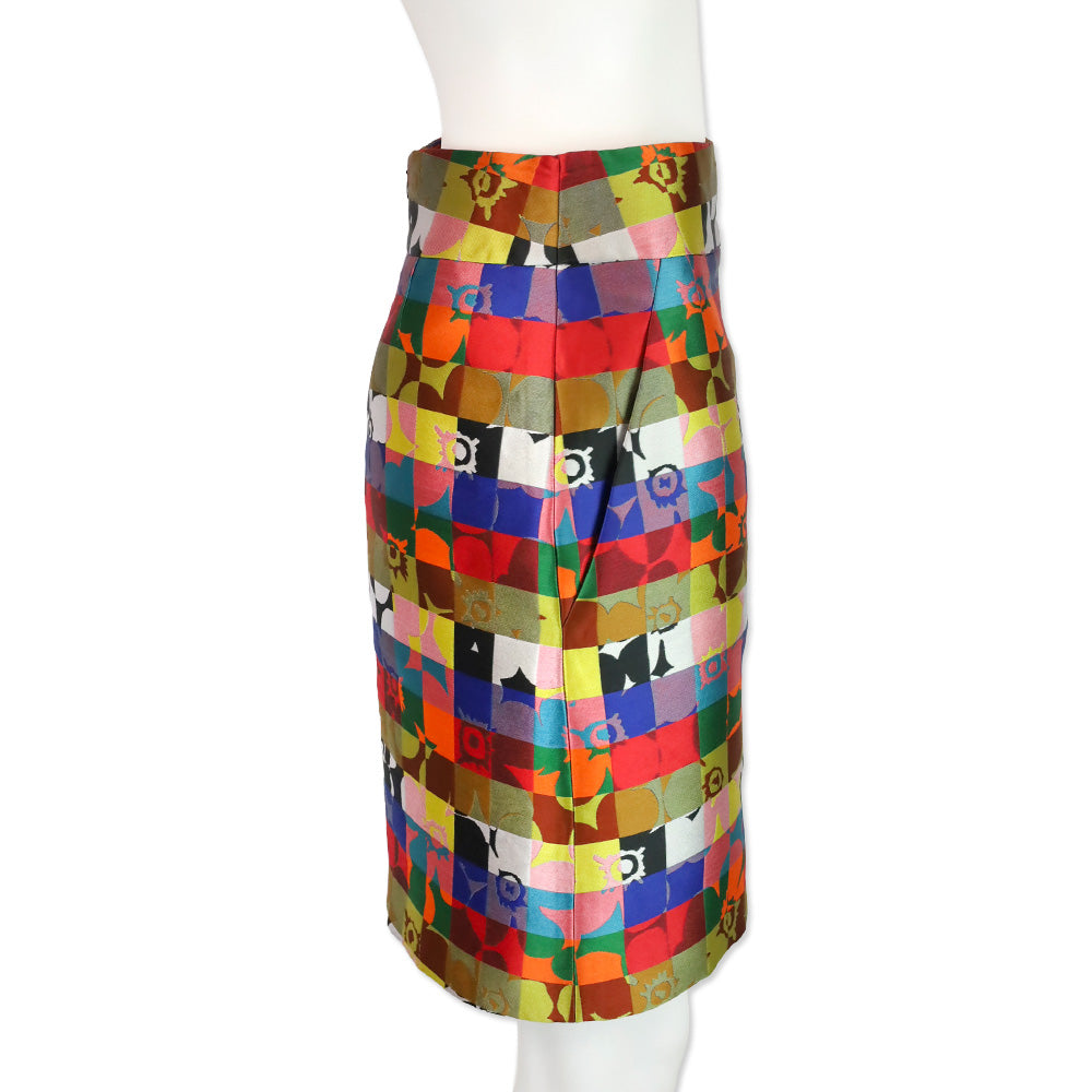 Akris Punto Multicolor Floral Squared All Over Skirt
