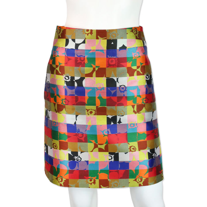 Akris Punto Multicolor Floral Squared All Over Skirt